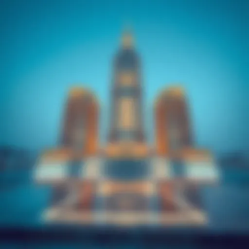 Architectural Marvel of Al Wathba Tower Stunning architectural view of Al Wathba Tower highlighting its unique design