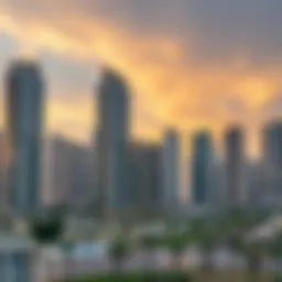 Luxurious high-rise buildings in Dubai's skyline