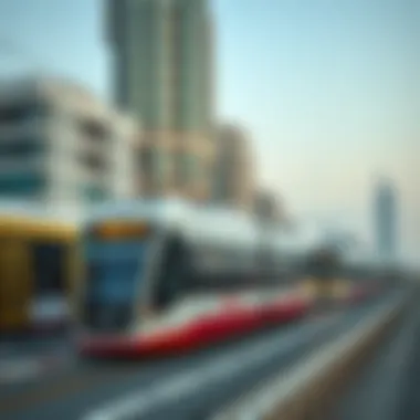 Modern Public Transportation in Dubai Public transportation in Dubai with modern trams