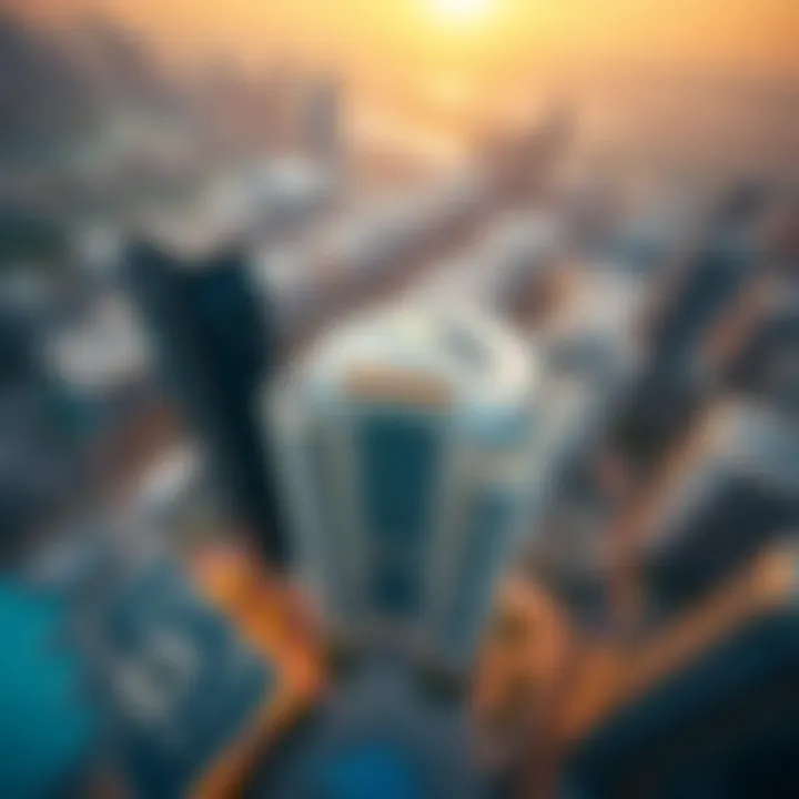 Aerial view of Ansam Building showcasing its modern architecture