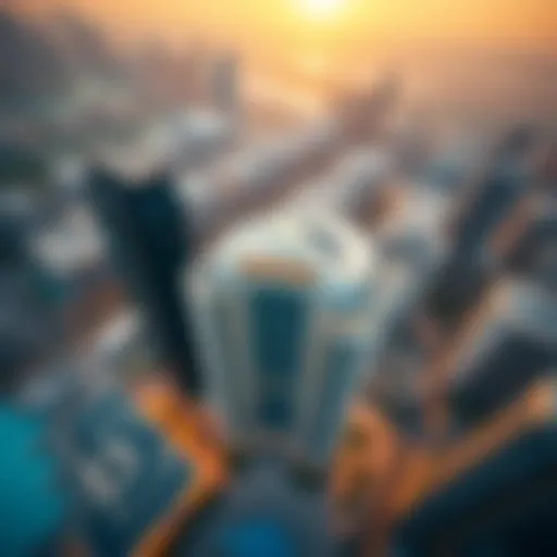 Stunning Aerial Perspective of Ansam Building Aerial view of Ansam Building showcasing its modern architecture
