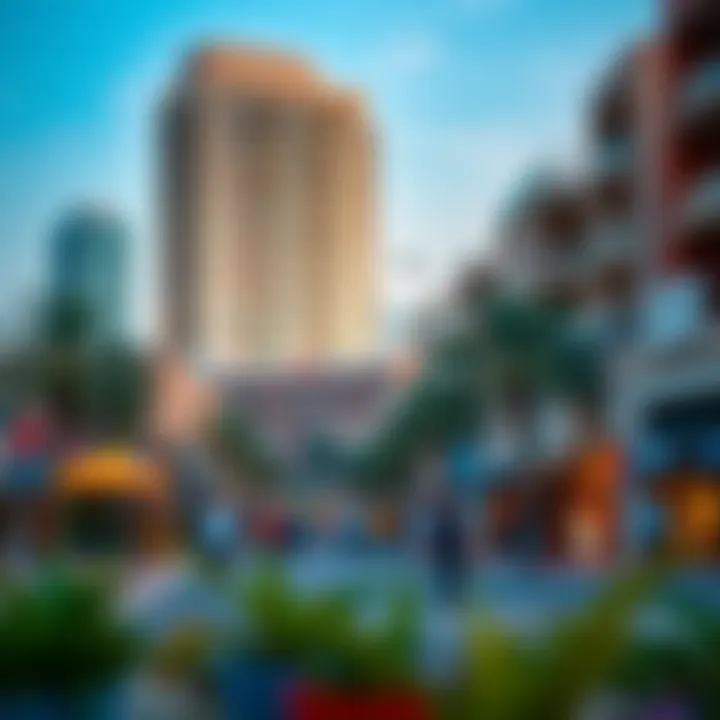 Vibrant neighborhood surrounding Ansam Building in Dubai