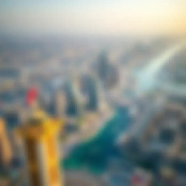 Aerial view of Dubai's skyline with Azizi's projects highlighted