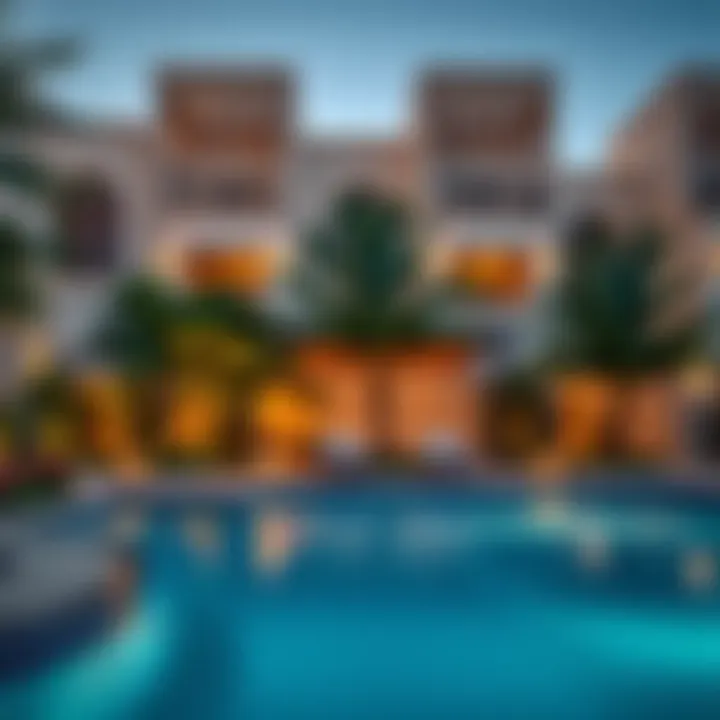 Community amenities including a swimming pool and garden at Bianca Townhouses