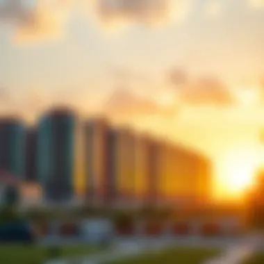 Skyline view of Binghatti Silicon Oasis during sunset
