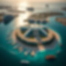Breathtaking aerial view of Bluewaters Island showcasing its architecture