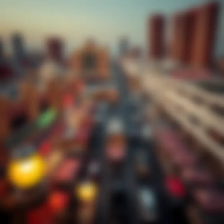 Aerial view of Bur Dubai with bustling markets and attractions