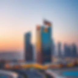 A panoramic view of Burj Views Tower C showcasing its stunning architecture against the Dubai skyline.