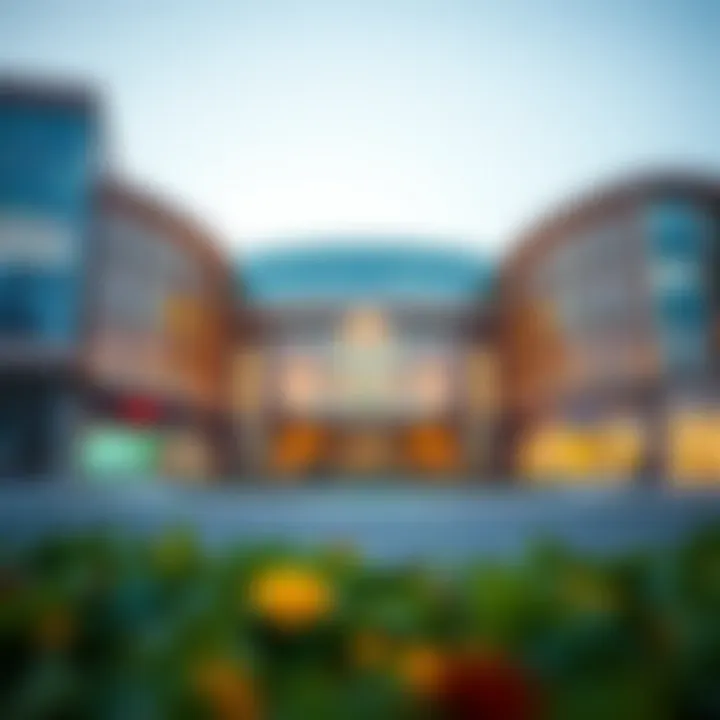 Architectural Marvel of Business Bay Mall Exterior view of Business Bay Mall showcasing its unique architectural design