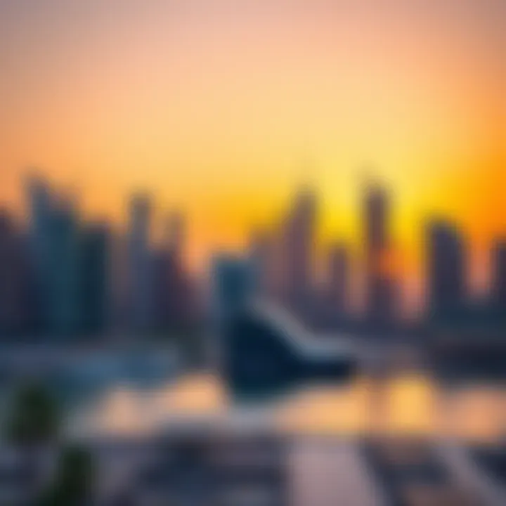 Business Bay skyline at sunset highlighting luxury developments