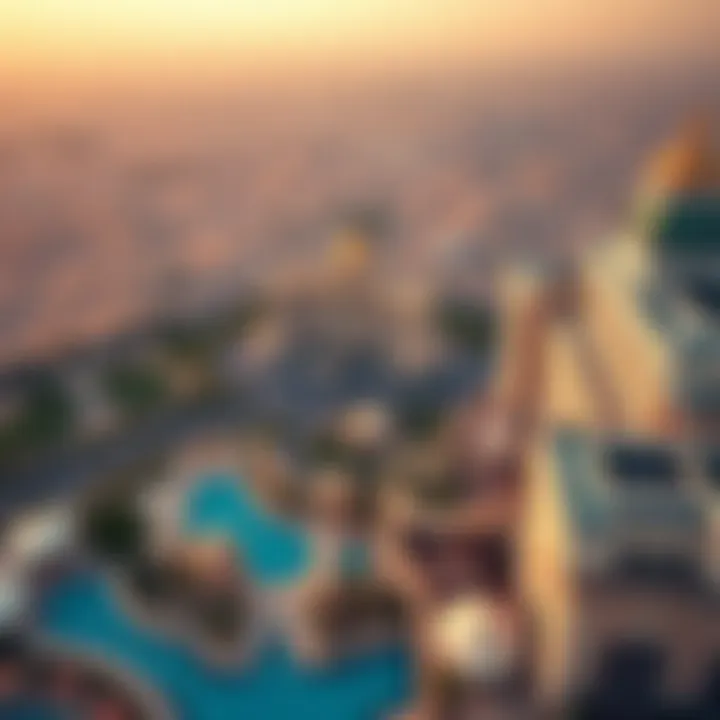 Breathtaking Aerial View of Caesar Palace Dubai Aerial view of the resort's sprawling landscape and amenities