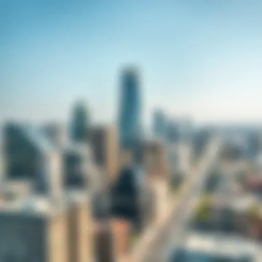 Aerial view of a modern urban skyline showcasing commercial real estate developments