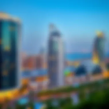 Abu Dhabi's Modern Architectural Marvels Panoramic view of Abu Dhabi skyline showcasing modern architecture