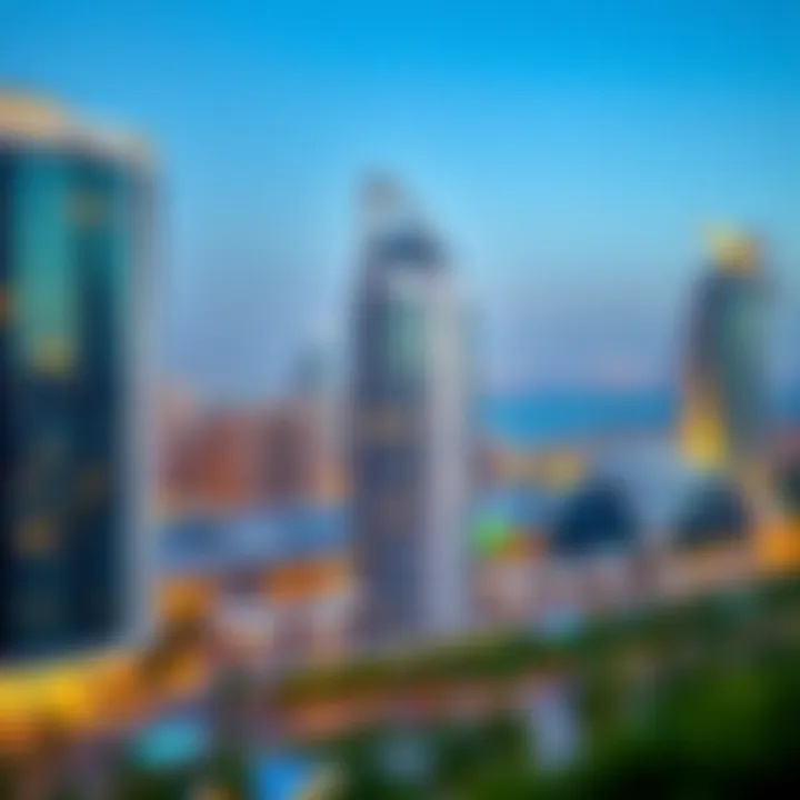 Abu Dhabi's Modern Architectural Marvels Panoramic view of Abu Dhabi skyline showcasing modern architecture