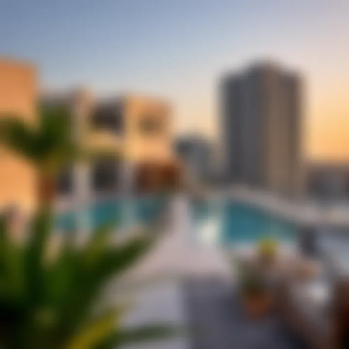 A serene and opulent lifestyle scene in Abu Dhabi featuring modern residences