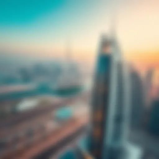 Aerial view showcasing the Al Ameri Building's modern architecture against the Dubai skyline