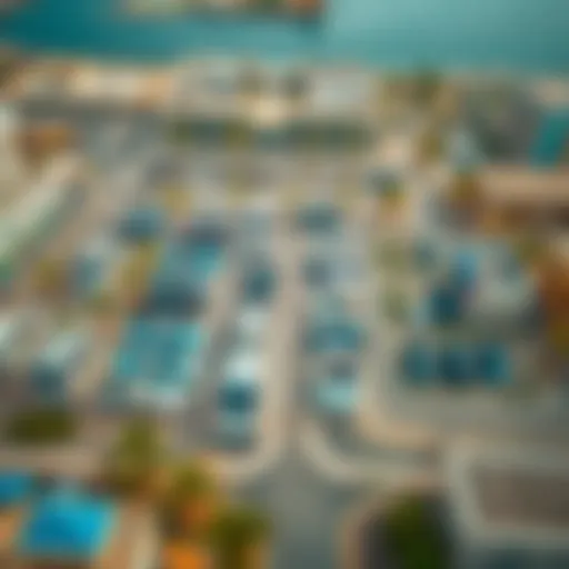 Aerial view of Al Seef parking area showcasing various parking zones