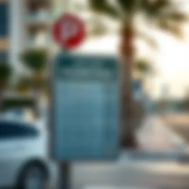 Parking Signage in Al Seef Signage indicating parking options and rates in Al Seef