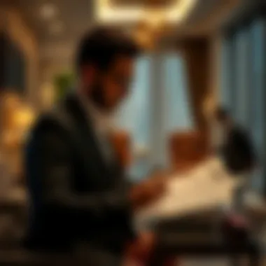 Reviewing Rental Contracts Person reviewing rental contracts and documents