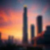 Stunning view of the Da Vinci Tower at sunset