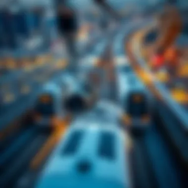 Aerial view of Dubai Metro showcasing modern train design