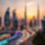 Dubai's iconic skyline at sunset