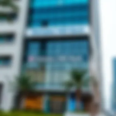 Exterior view of Emirates NBD Bank Emirates NBD Bank building exterior showcasing modern architecture