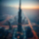 Burj Khalifa Aerial View Aerial view of the Burj Khalifa towering over Dubai skyline