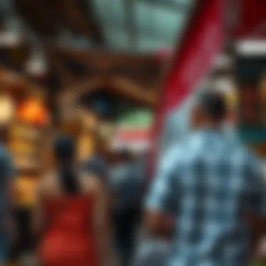 Local Flavor: Expat Life in Dubai's Markets A bustling local market with expats enjoying shopping experience