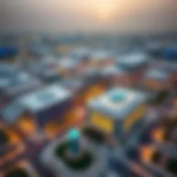 Aerial view of Al Nahda Business Center showcasing its modern architecture