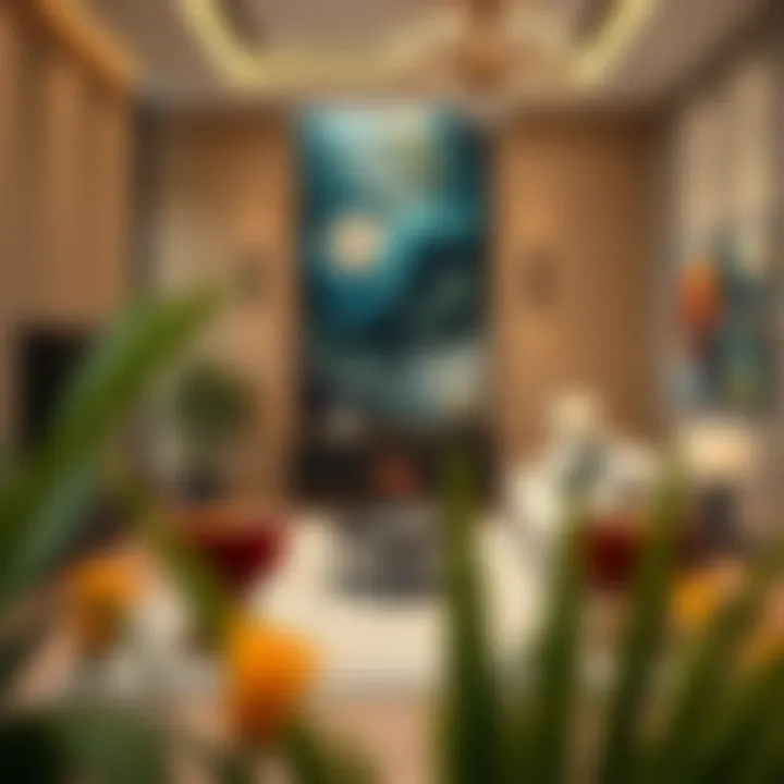 Luxurious living space adorned with contemporary art