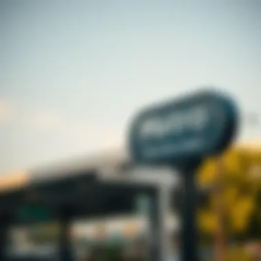 Metro station sign indicating proximity to Blue Water Island