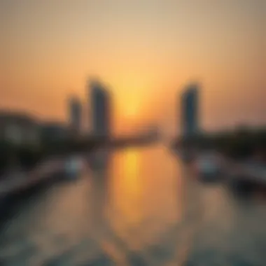 Tranquil Sunset Over Dubai Creek A serene sunset view over the creek, emphasizing tranquility