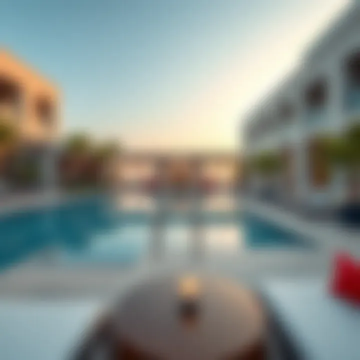 Amenities of dg1 Living Elegant amenities of dg1 Living including pool and lounge areas