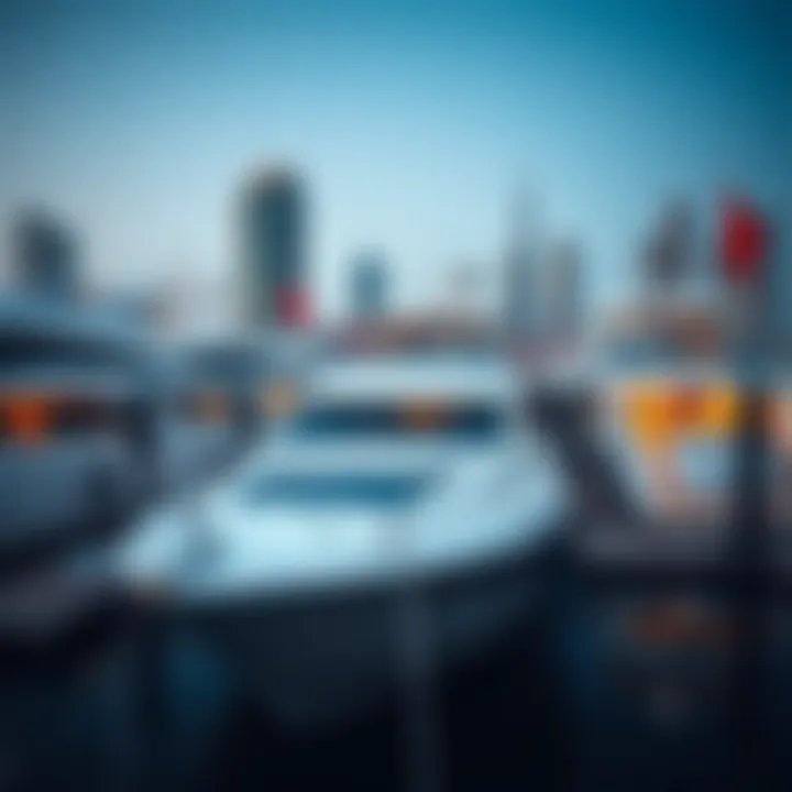 A stunning view of luxury yachts docked at Dubai Marina Yacht Club