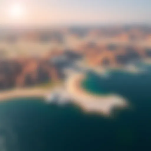 Aerial View of Khorfakkan Aerial view of Khorfakkan showcasing its scenic coastline and mountains