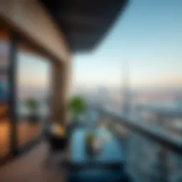 Breathtaking view from a luxury penthouse terrace overlooking the Dubai skyline