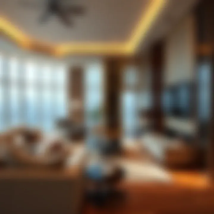 Sophisticated Living Room in a Modern Penthouse Elegant interior design of a contemporary penthouse living room