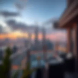Breathtaking view of Dubai skyline from a luxury penthouse balcony