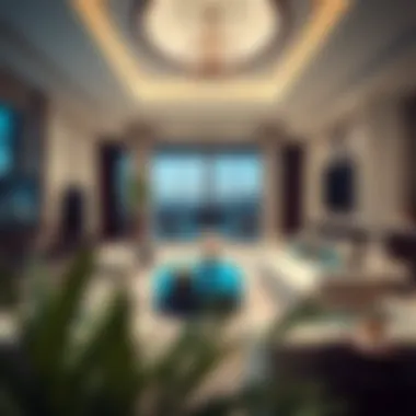 Elegant Living Spaces in Dubai Luxury Villas Lavish living room of a Dubai luxury villa featuring modern amenities