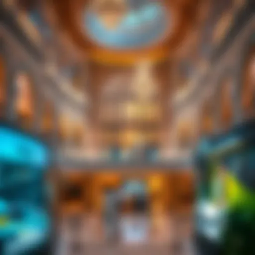 A stunning view of the architectural design of Mahalat Al Zahiyah showcasing luxury aesthetics