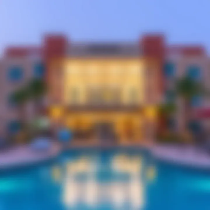 Recreational facilities in Mazaya 6, including a community pool and fitness center