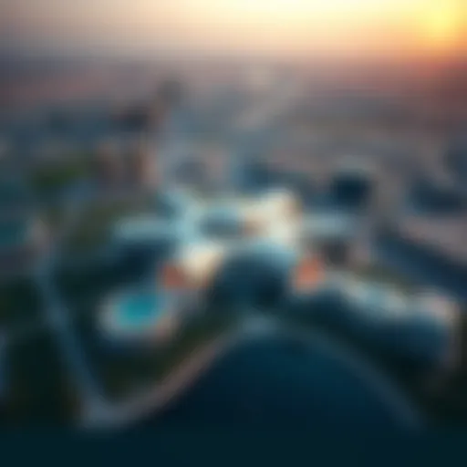 Aerial view of Muhammad Bin Rashid City showcasing its stunning architecture and landscape.