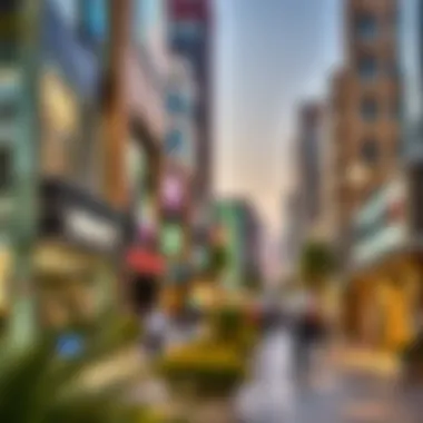 Commercial areas bustling with activity, showcasing investment opportunities in Muhammad Bin Rashid City.