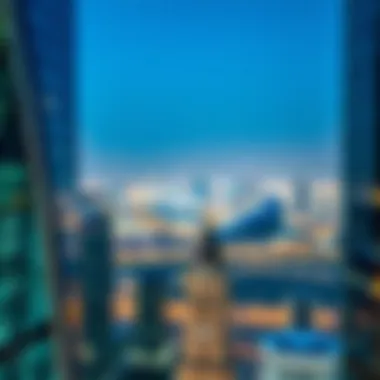 Panoramic view of Dubai skyline from Najma Tower illustrating its prime location