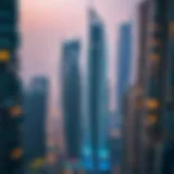 Aerial view of modern residential skyscrapers in Dubai