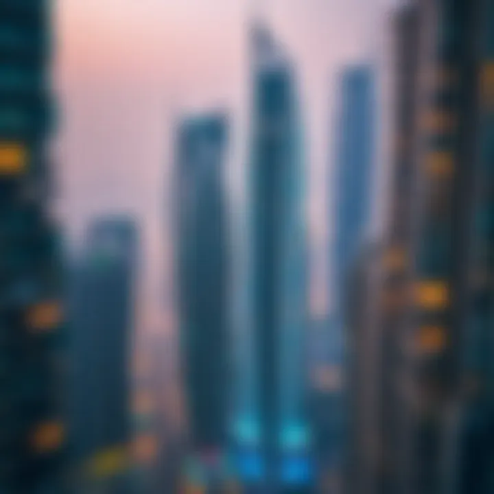 Aerial view of modern residential skyscrapers in Dubai