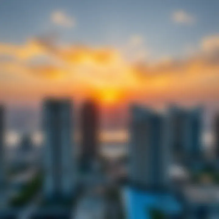 Breathtaking sunset view from a high-rise balcony