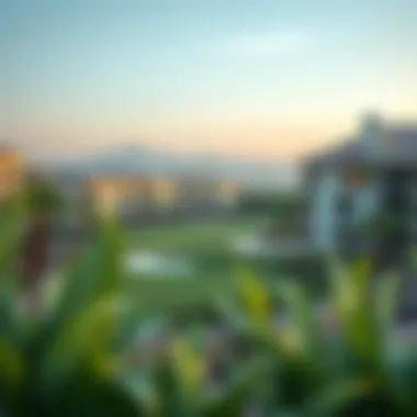 Scenic landscape surrounding Park Field in Dubai Hills