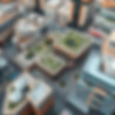 Aerial Perspective of Plaza Masdar City Stunning aerial view of Plaza Masdar City showcasing its innovative architecture and green spaces